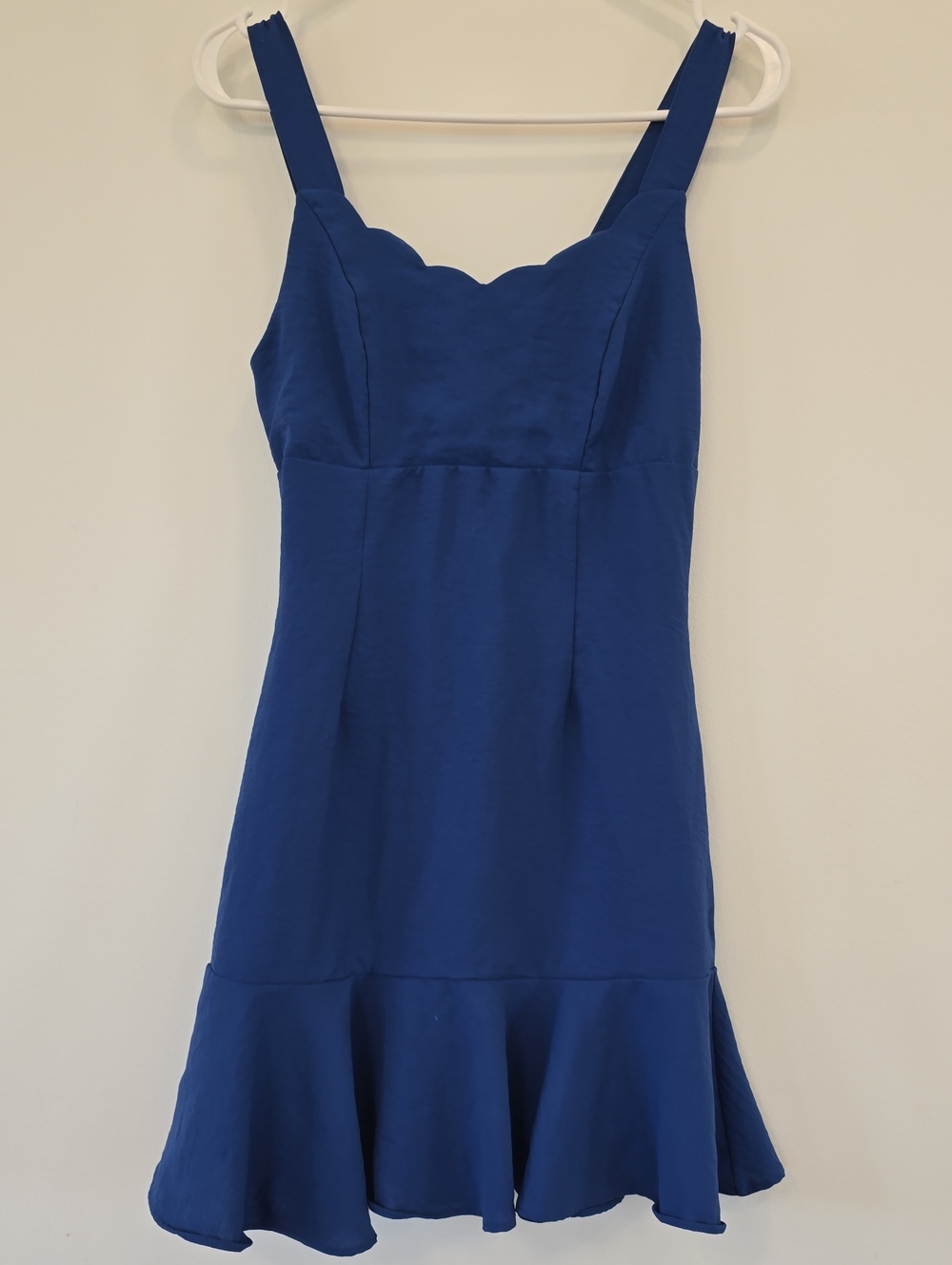 Altar'd State Royal Blue Scallop Neck Mini Dress